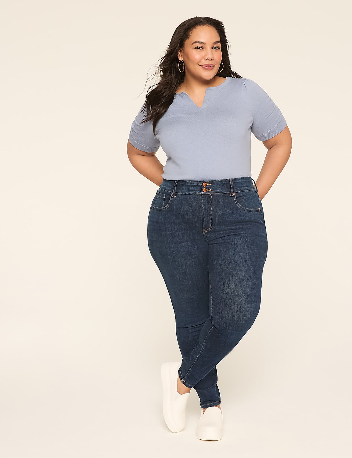 Puff-Sleeve V-Neck Sweater Product Image 4
