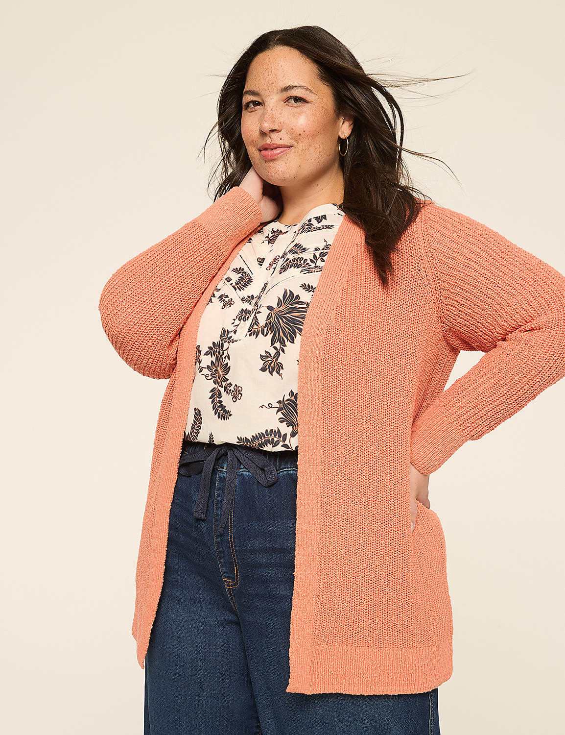 Open-Front Stitch Cardigan Product Image 1