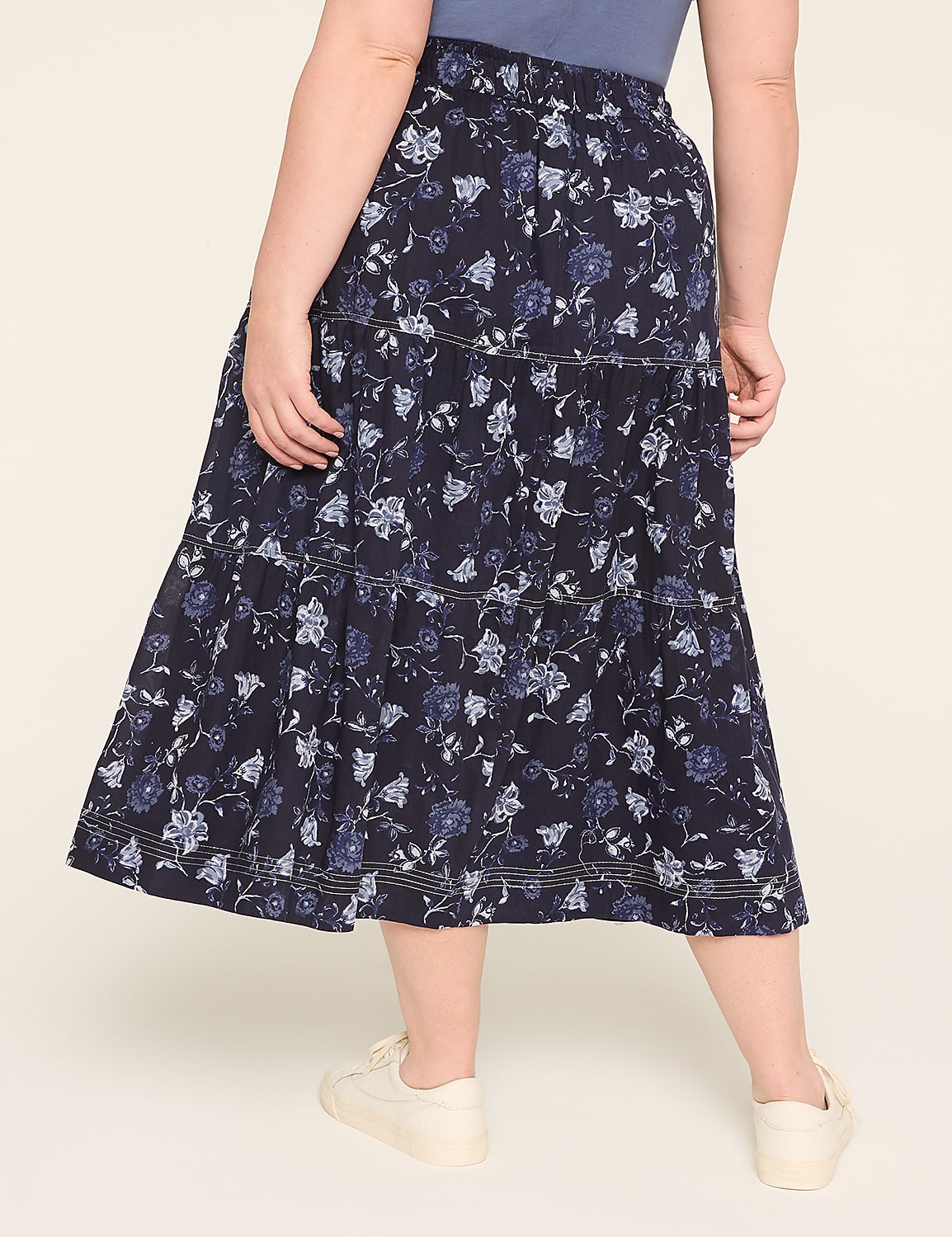 Poplin Stitch-Detail Skirt Product Image 2