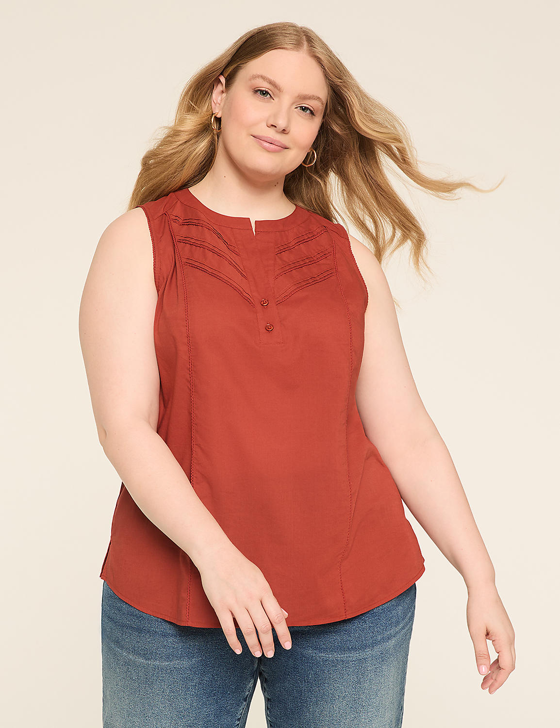 Sleeveless Pintuck Popover Blouse Product Image 1