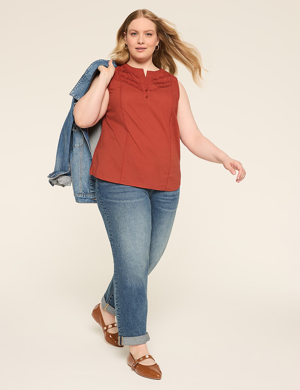 Sleeveless Pintuck Popover Blouse Product Image 3