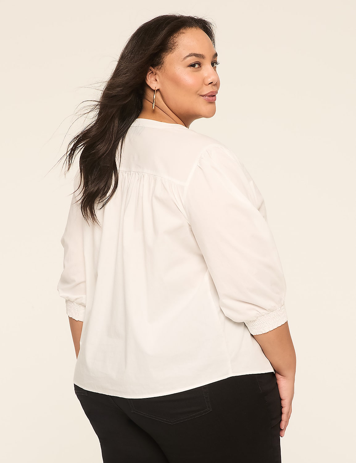 3/4-Sleeve Pintuck Button-Down Blouse Product Image 2