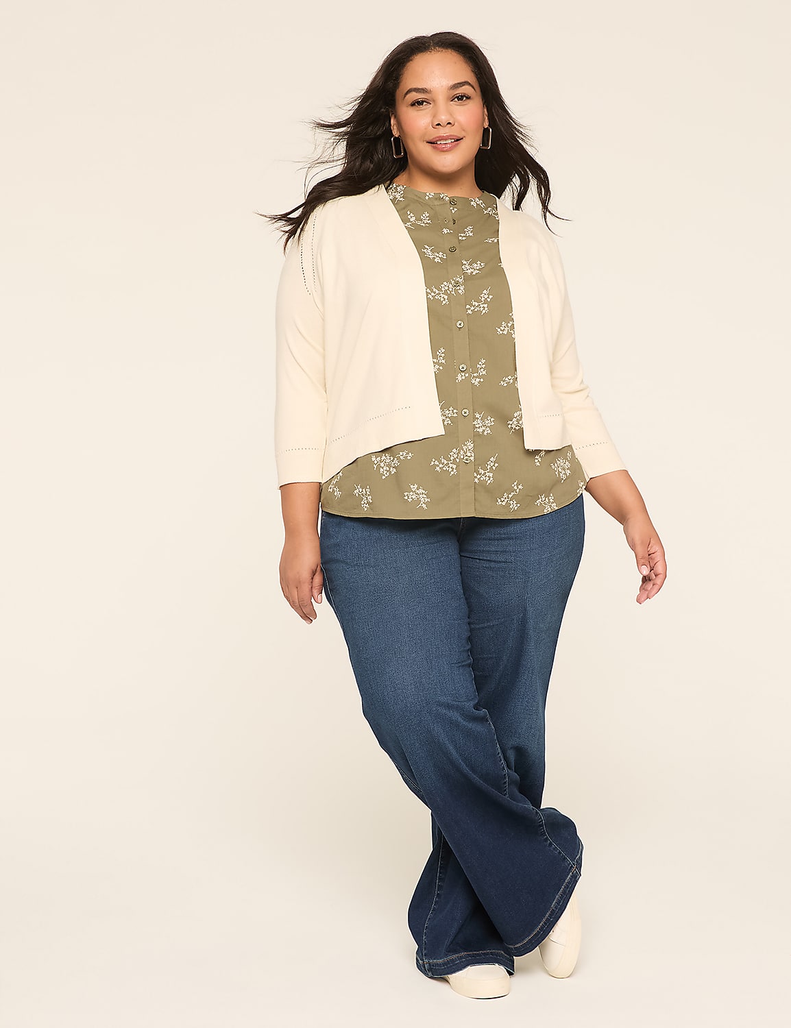 Swing Flutter-Sleeve Button-Down Blouse Product Image 3
