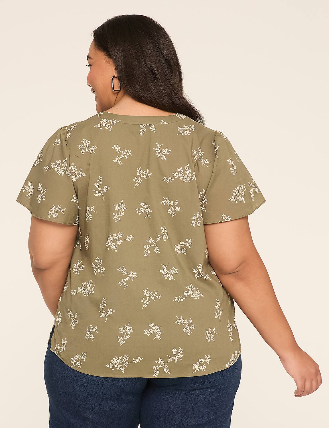 Swing Flutter-Sleeve Button-Down Blouse Product Image 2