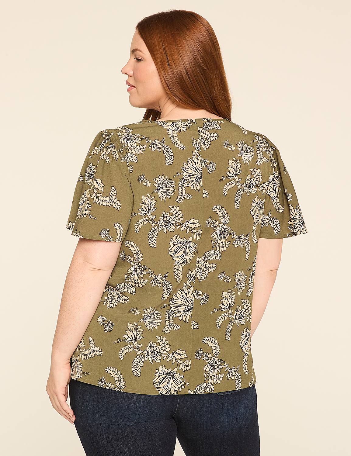 Smocked-Shoulder Crew-Neck Top Product Image 2