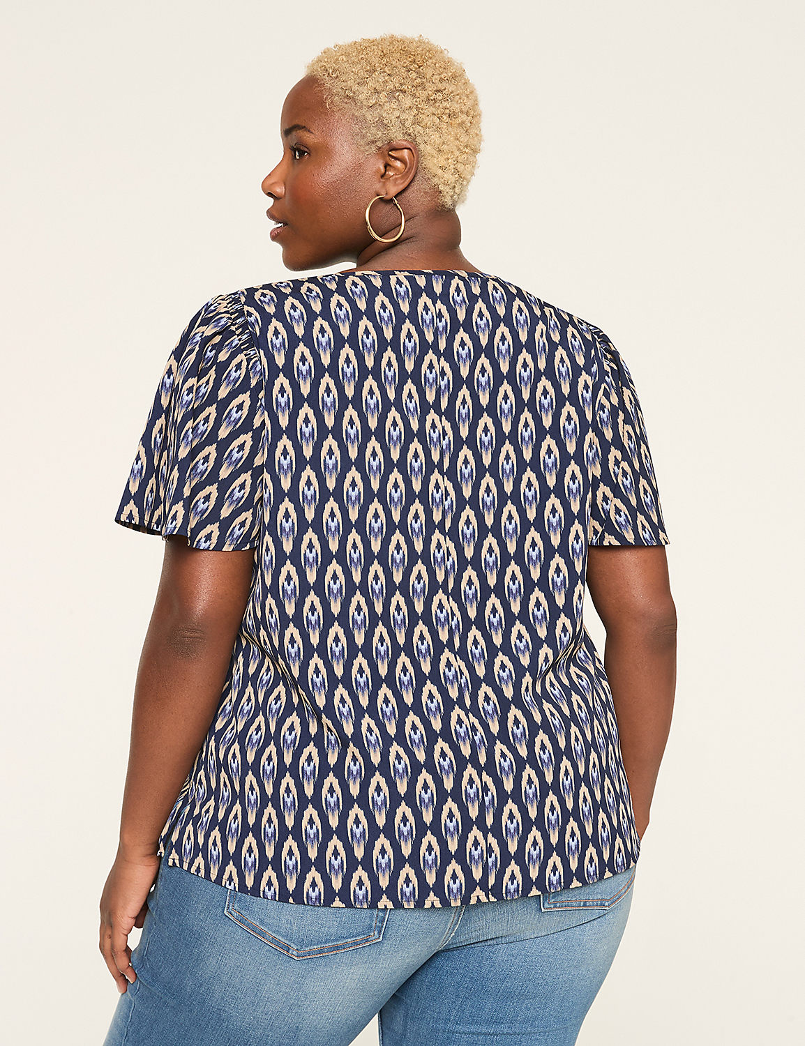 Smocked-Shoulder Crew-Neck Top Product Image 2
