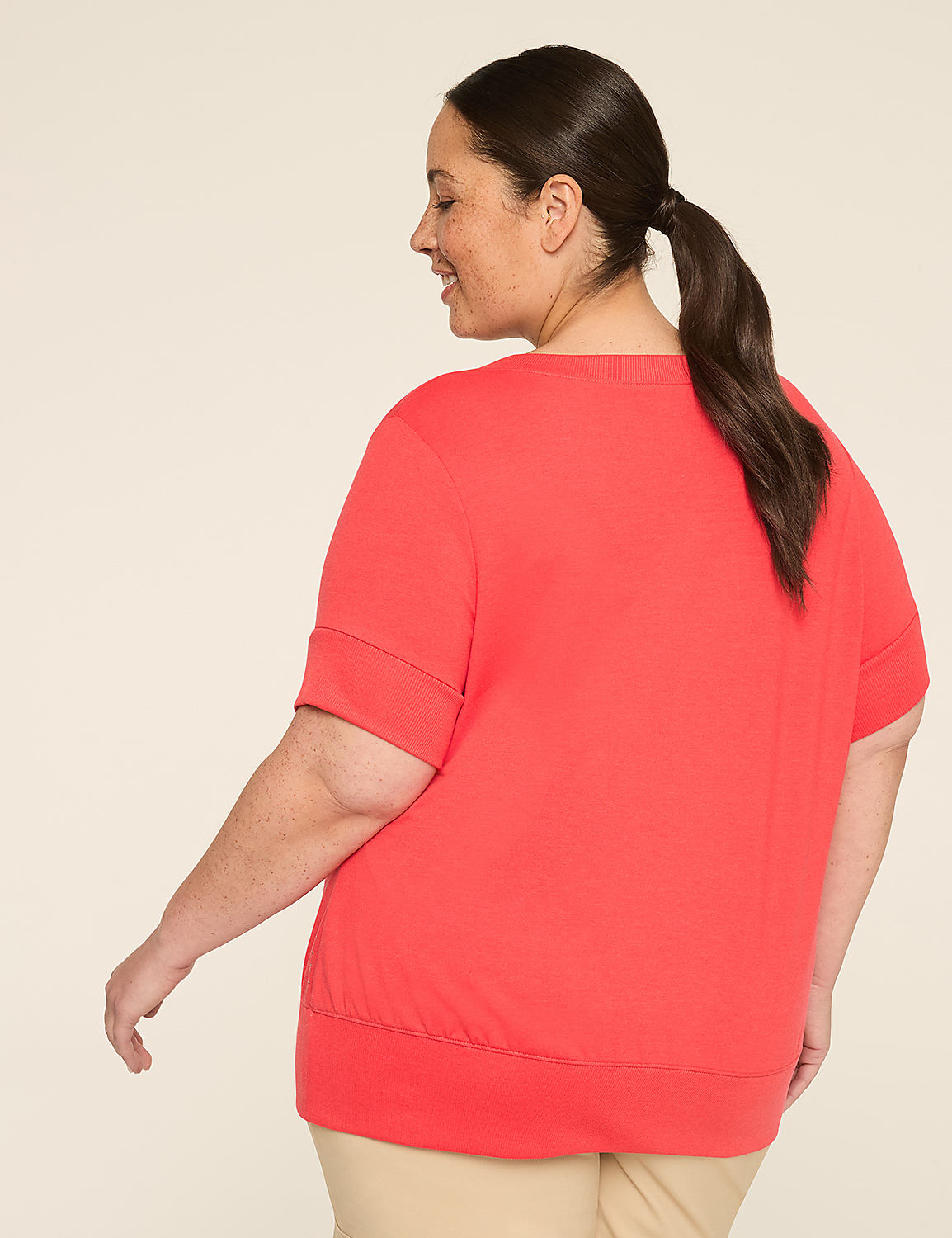 LIVI French Terry Short-Sleeve V-Neck Sweatshirt Product Image 2