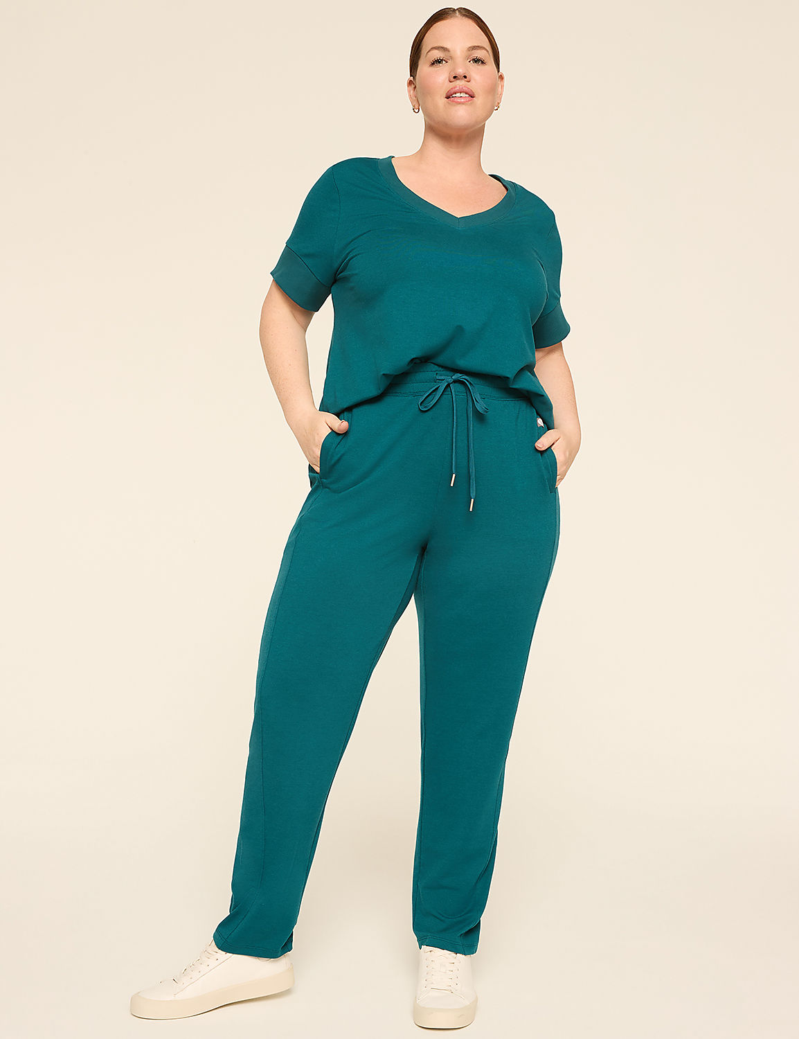 LIVI French Terry Short-Sleeve V-Neck Sweatshirt Product Image 3