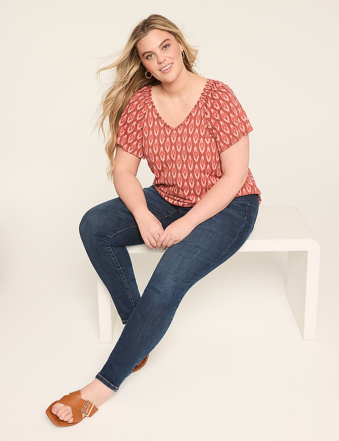 Smocked V-Neck Top Product Image 3