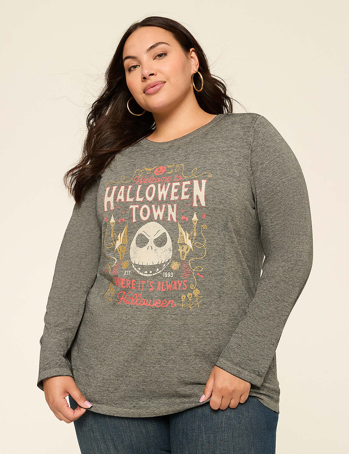 Nightmare Before Christmas Halloween Town Long-Sleeve Graphic Tee Product Image 1
