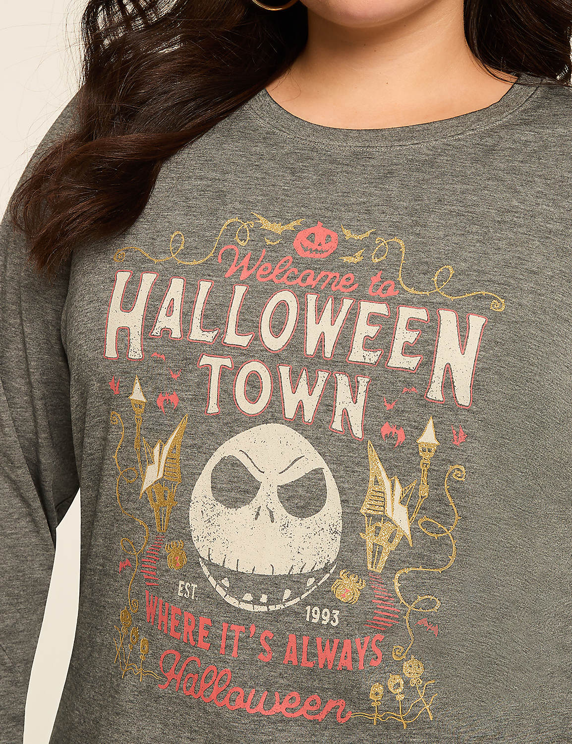 Nightmare Before Christmas Halloween Town Long-Sleeve Graphic Tee Product Image 4