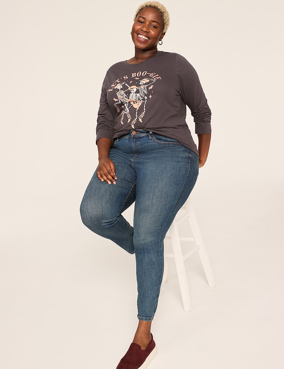 Let's Boo-gie Long-Sleeve Graphic Tee Product Image 3