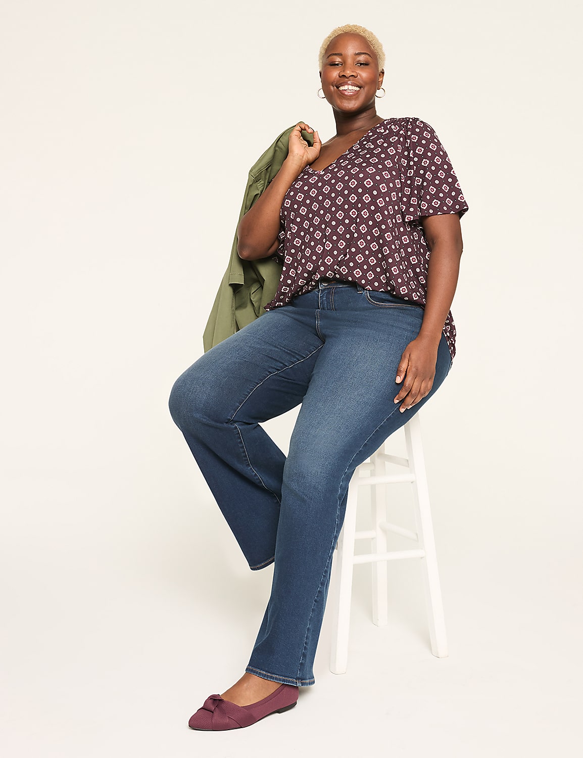 Elbow-Sleeve Shirred-Shoulder Top Product Image 3