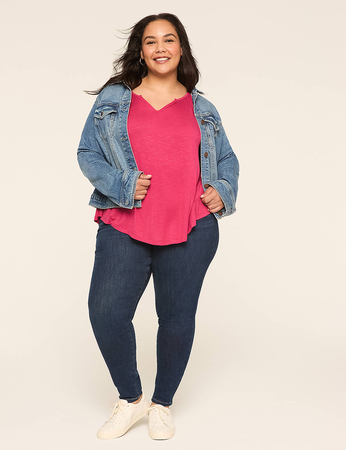 Swing 3/4-Sleeve Notch-Neck Top Product Image 3