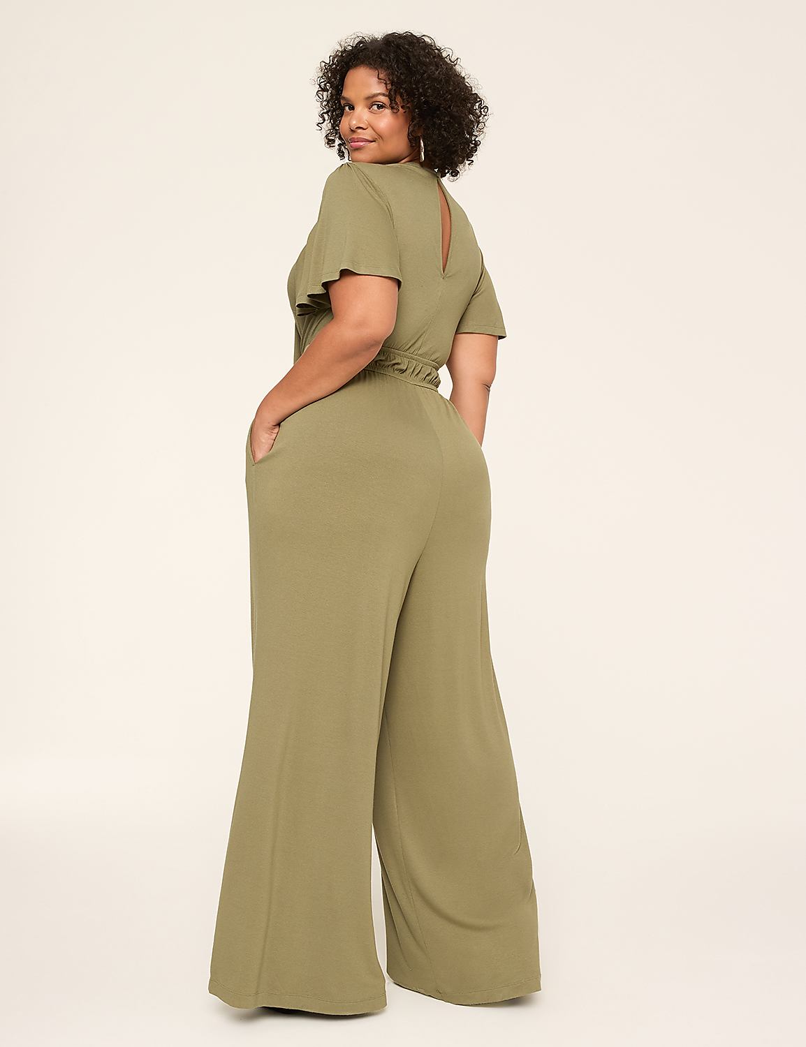 Flutter-Sleeve Smocked-Waist Jumpsuit Product Image 2