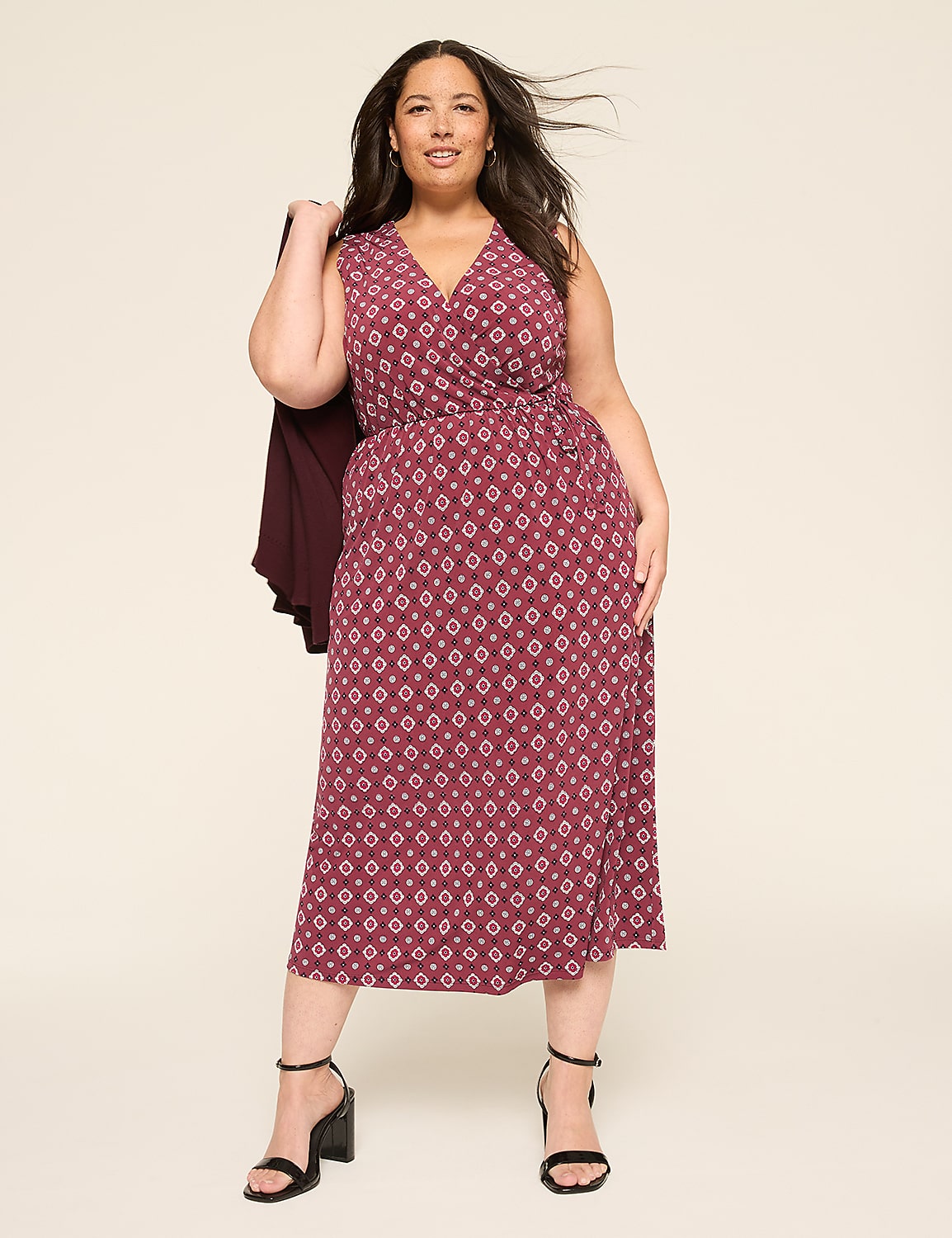 Sleeveless Faux-Wrap Jersey Dress Product Image 1