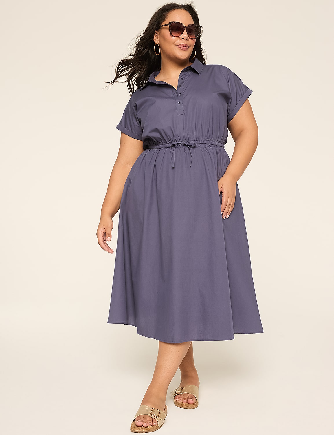 Collared Button-Front Midi Dress Product Image 1