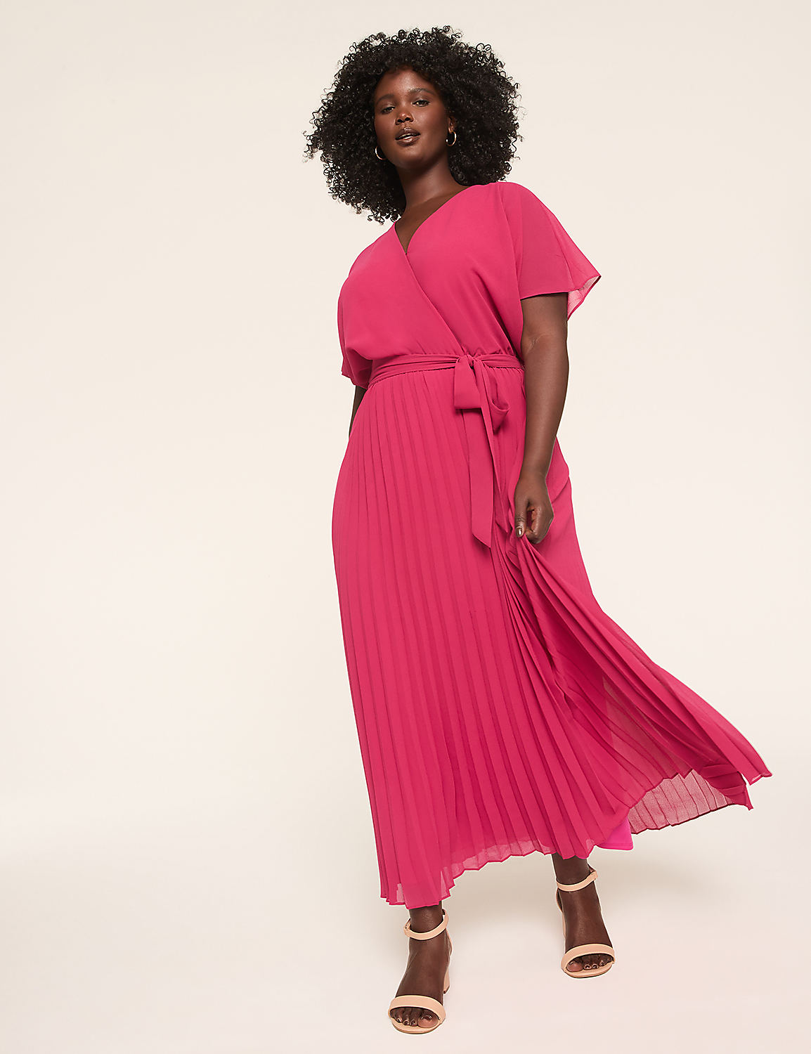 plus occasion pleated wrap midi dress Pleated-Skirt Faux-Wrap Maxi Dress