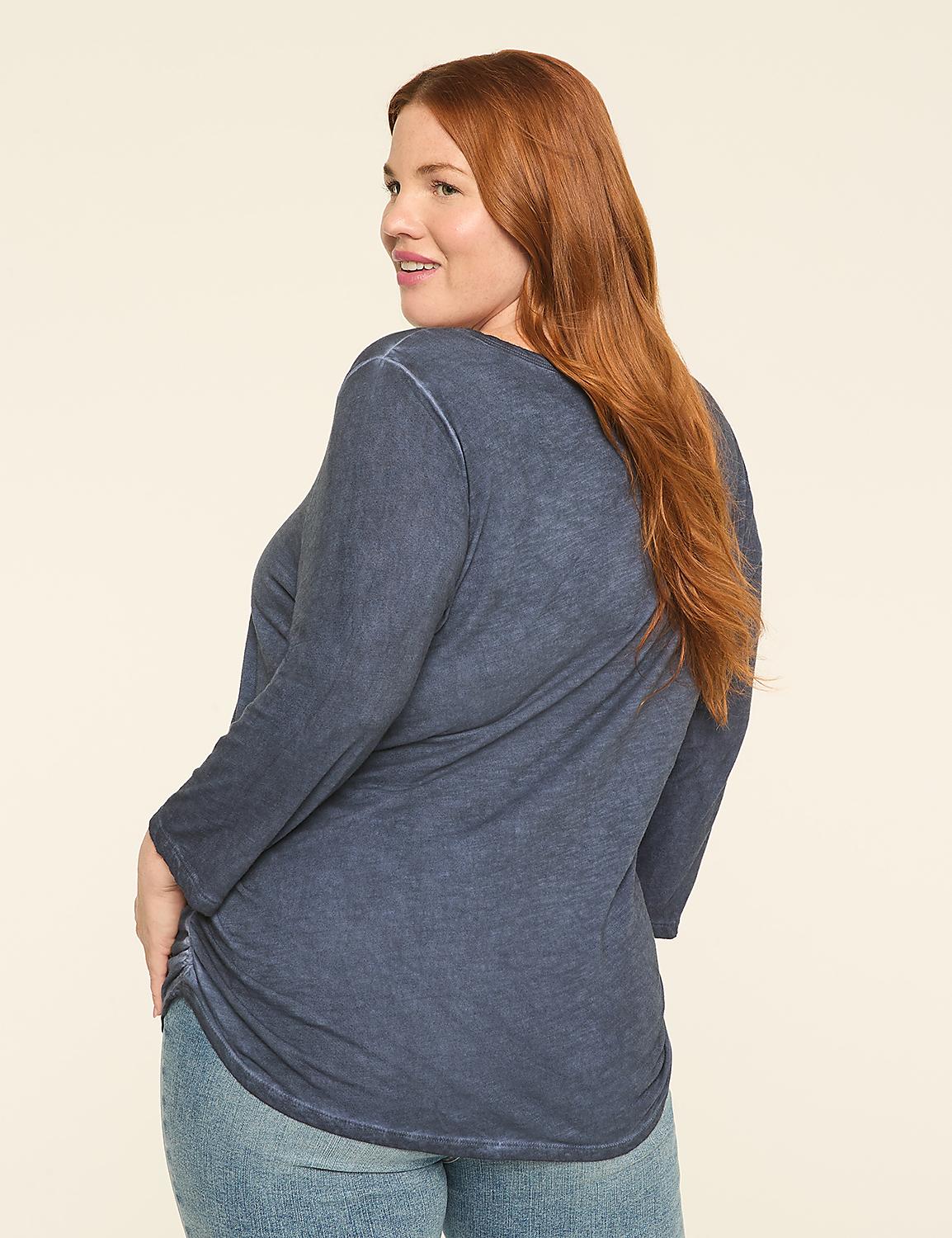 3/4-Sleeve V-Neck Side-Ruched Top Product Image 2