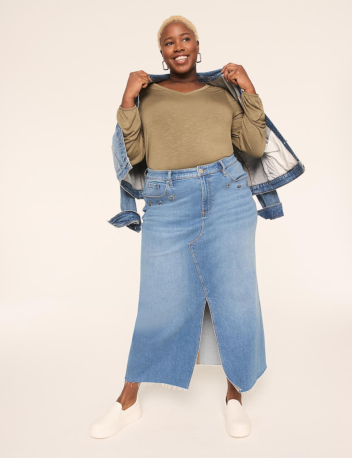 Embellished Denim Maxi Skirt Product Image 3