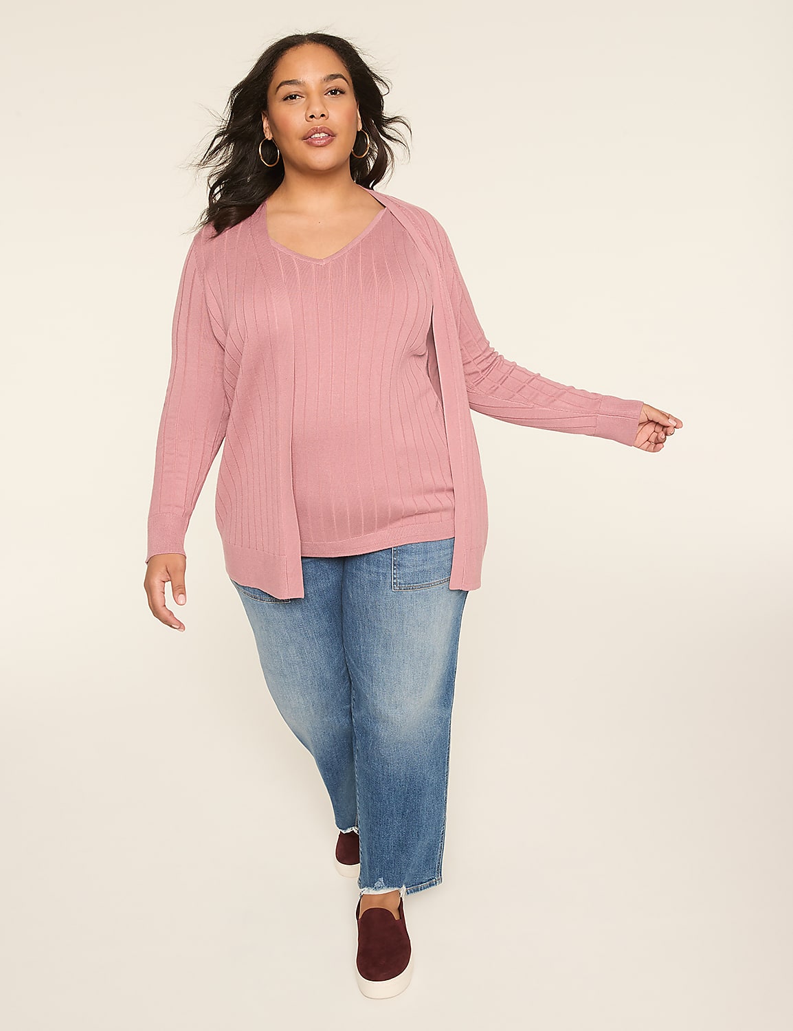 Modern Ribbed Long-Sleeve Open-Front Cardigan Product Image 3