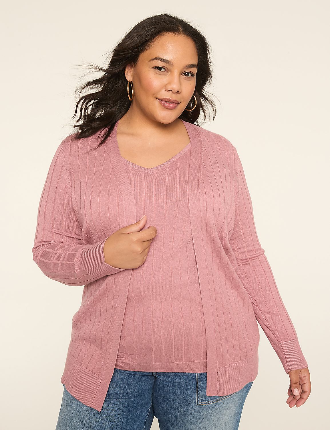 Modern Ribbed Long-Sleeve Open-Front Cardigan Product Image 1