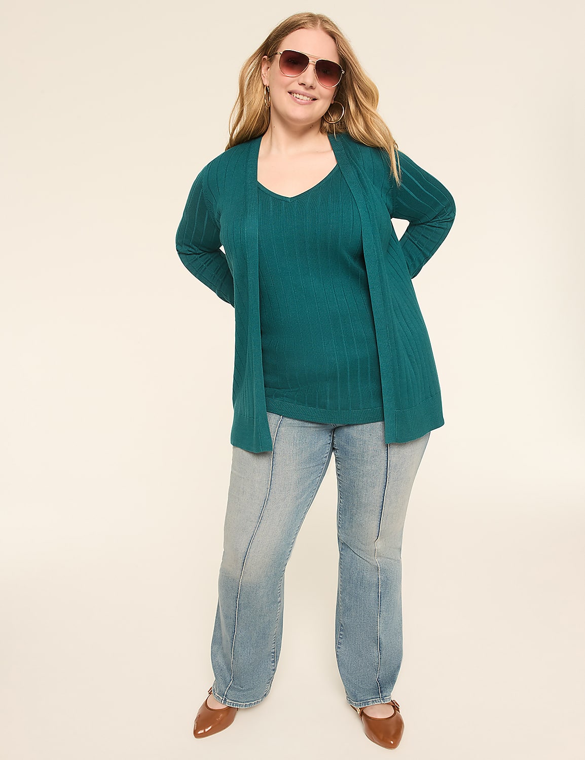 Modern Ribbed Long-Sleeve Open-Front Cardigan Product Image 3