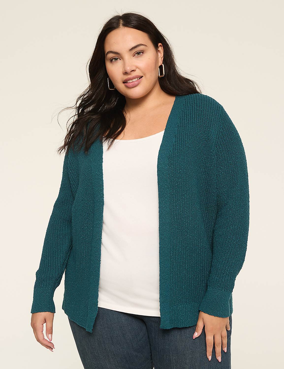 Open-Front Stitch Cardigan Product Image 1