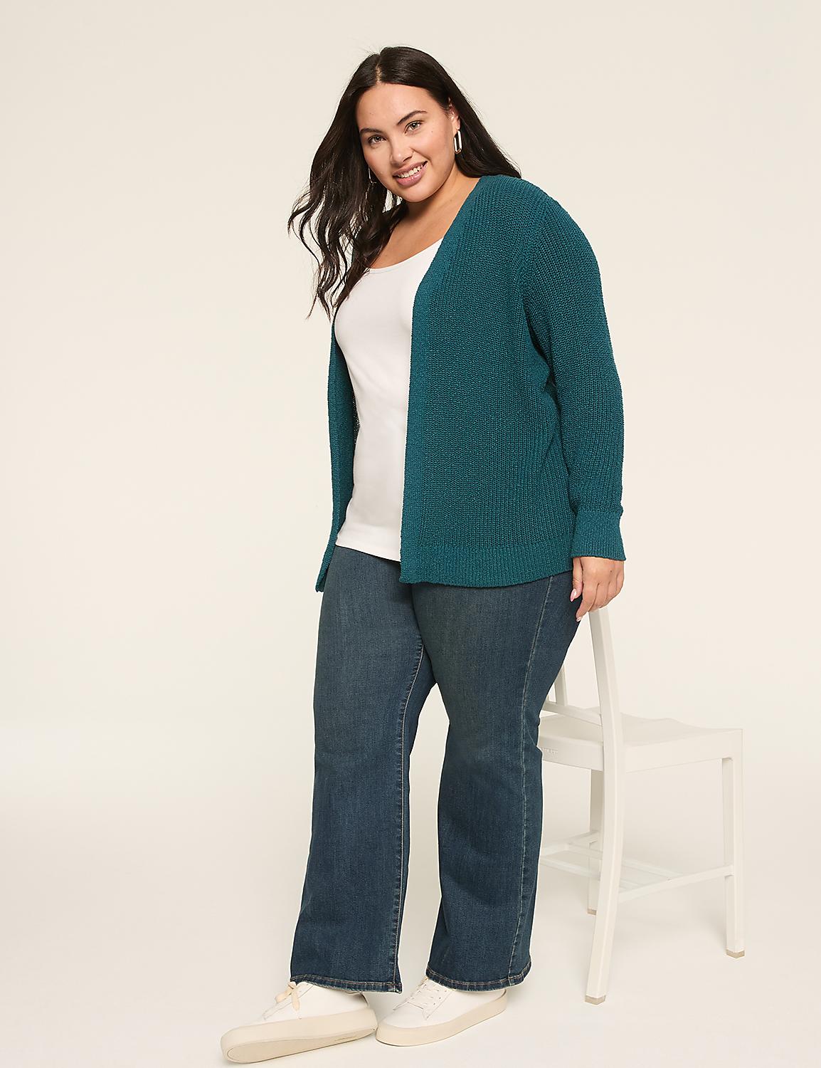 Open-Front Stitch Cardigan Product Image 3