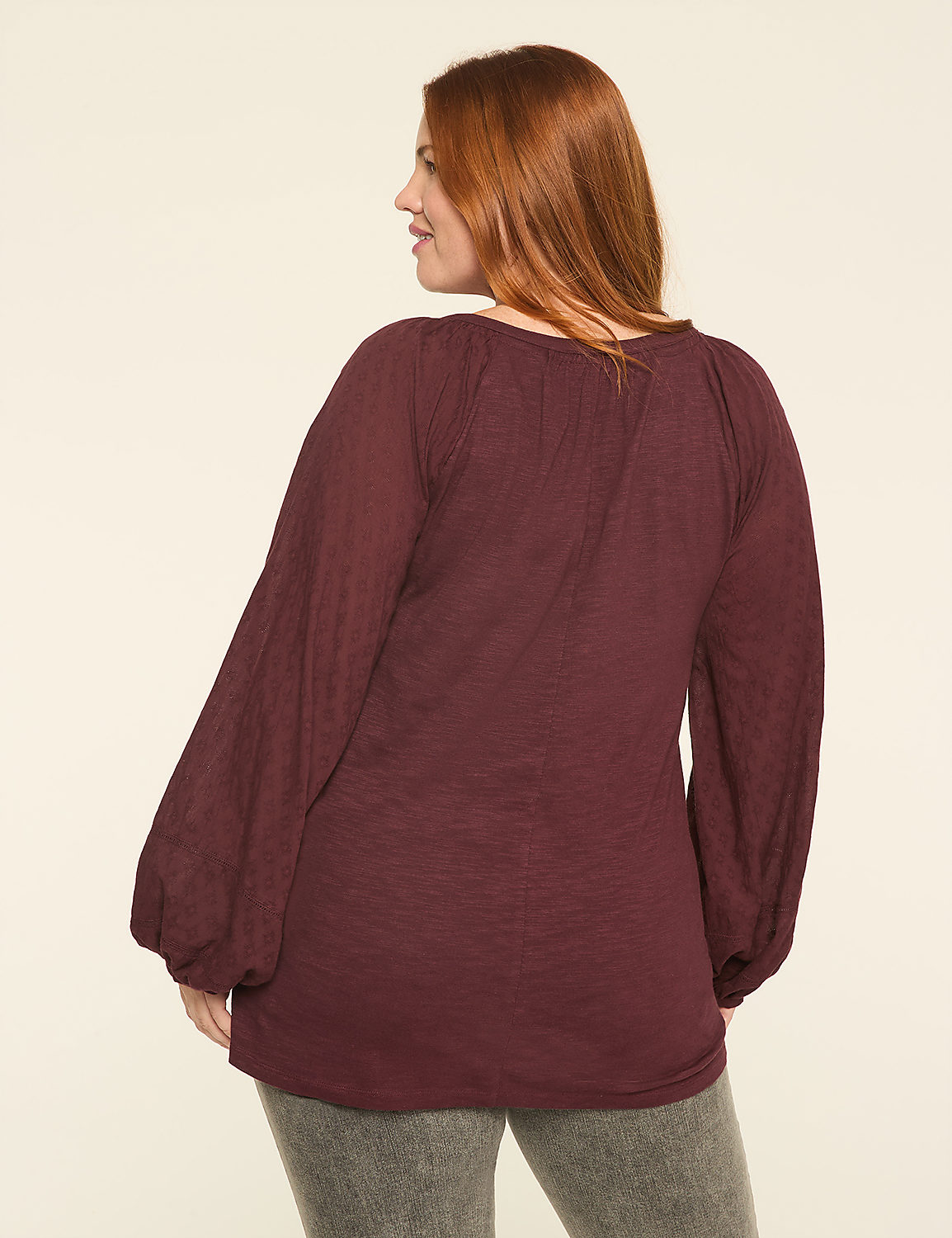 Knit & Woven Jacquard 3/4-Sleeve Top Product Image 2