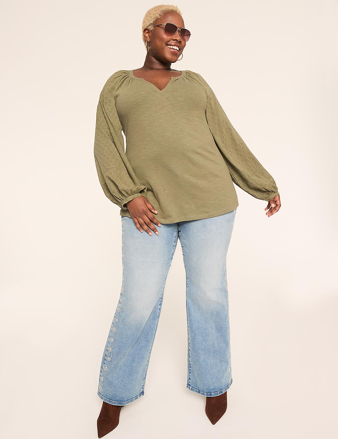 Knit & Woven Jacquard 3/4-Sleeve Top Product Image 3