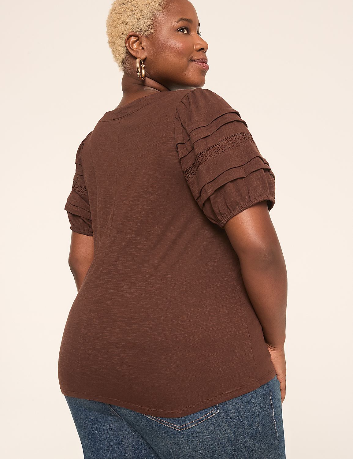 Pintuck-Sleeve Boatneck Top Product Image 2