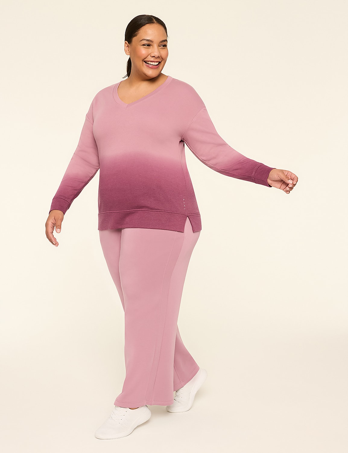 LIVI French Terry V-Neck Dip Dye Sweatshirt Product Image 3