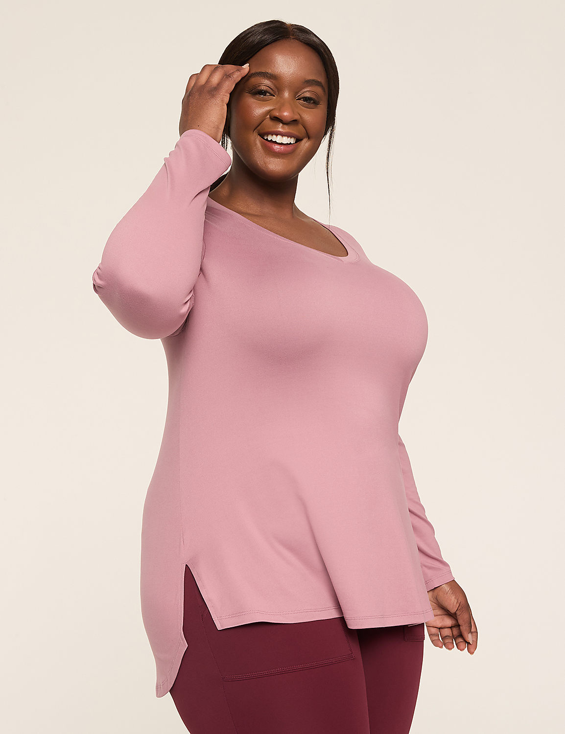 LIVI Soft Ruched Cutout-Back Top Product Image 1