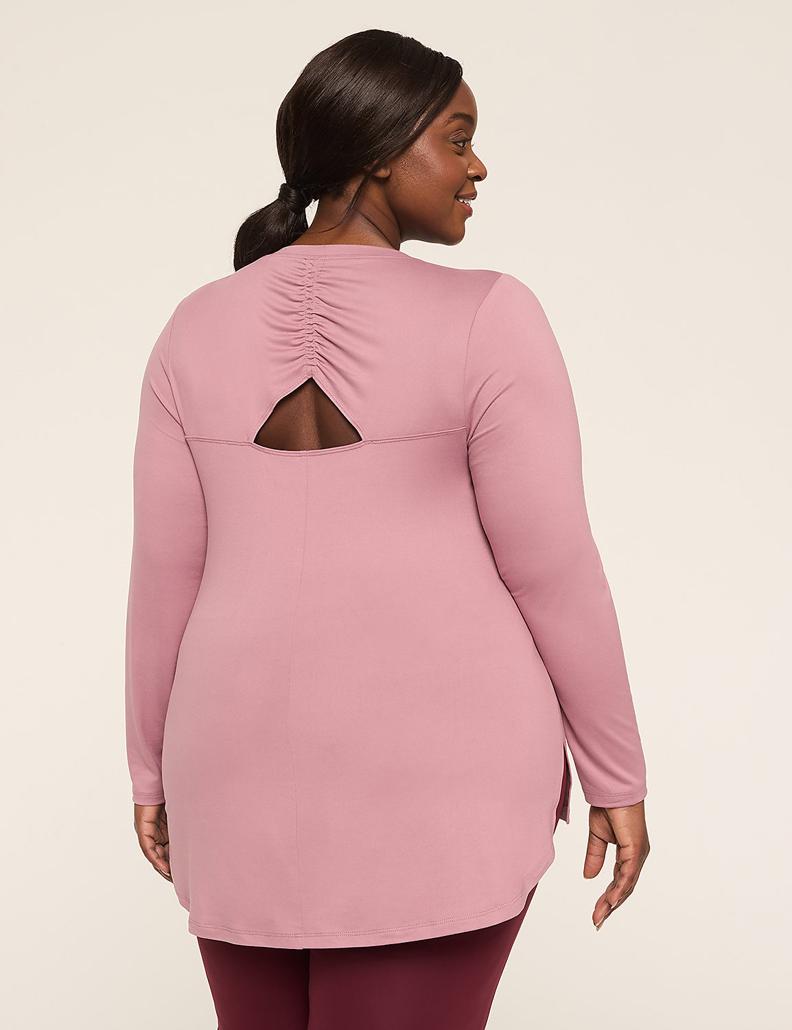 LIVI Soft Ruched Cutout-Back Top Product Image 2