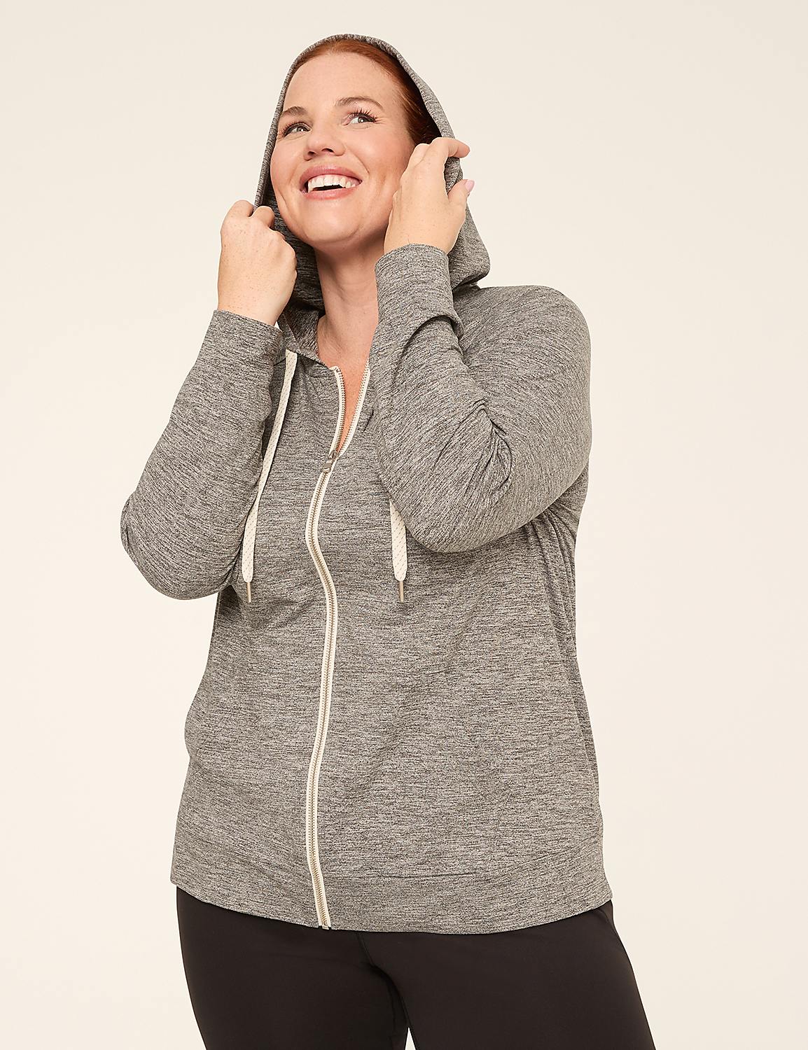 LIVI Soft Marl Zip-Front Hoodie Product Image 1