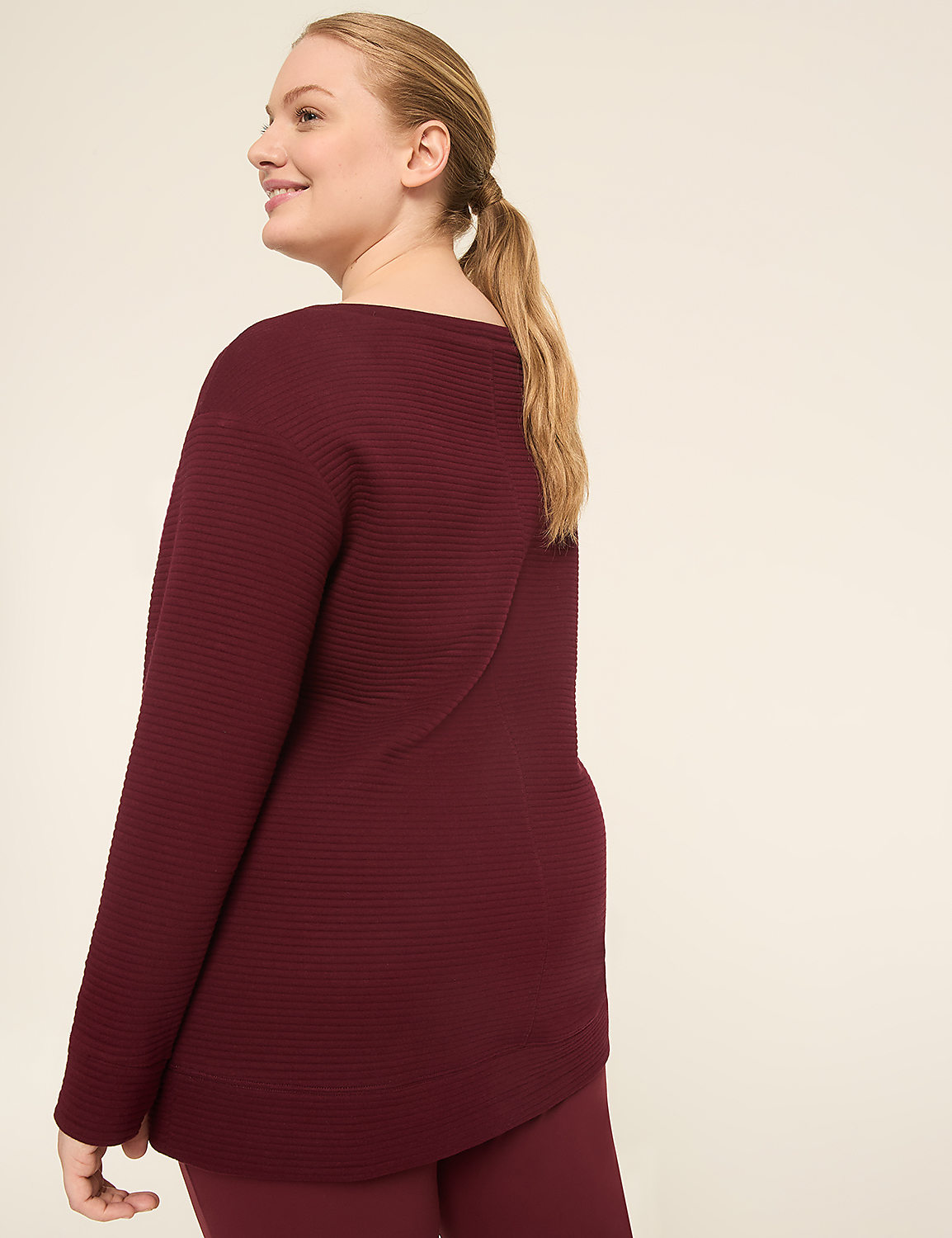 LIVI Long-Sleeve Boatneck Textured Top Product Image 2