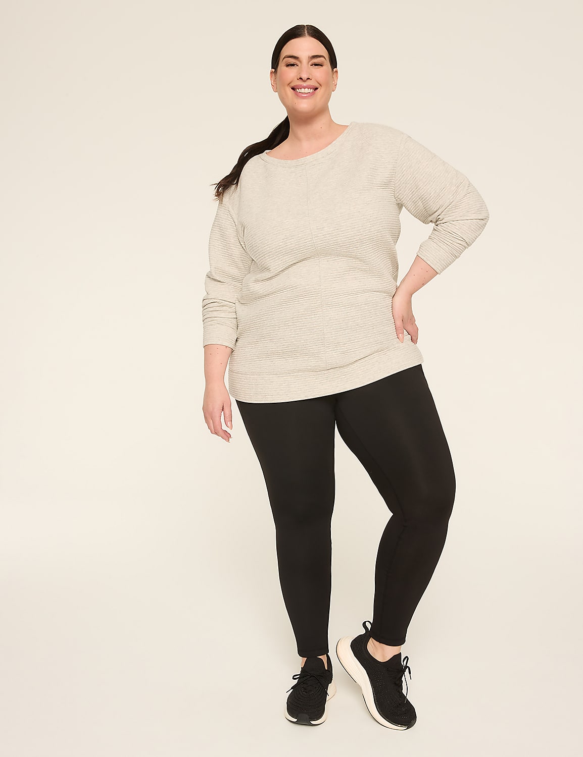 LIVI Long-Sleeve Boatneck Textured Top Product Image 3
