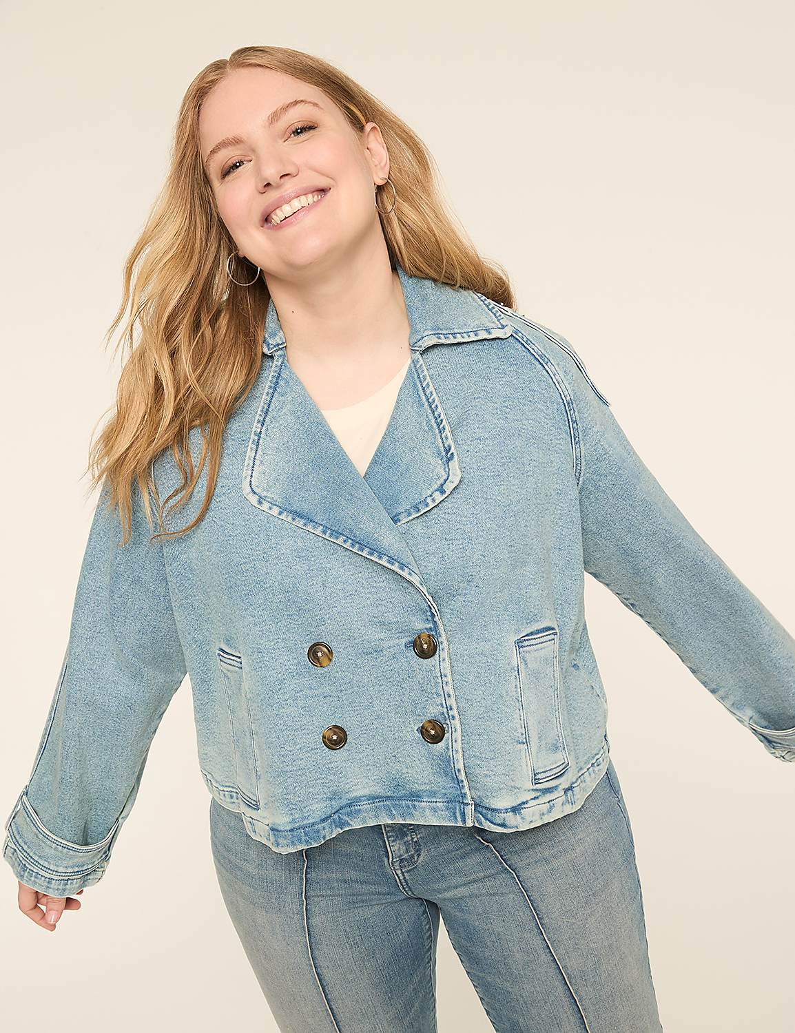 Cropped Denim Trench Product Image 1