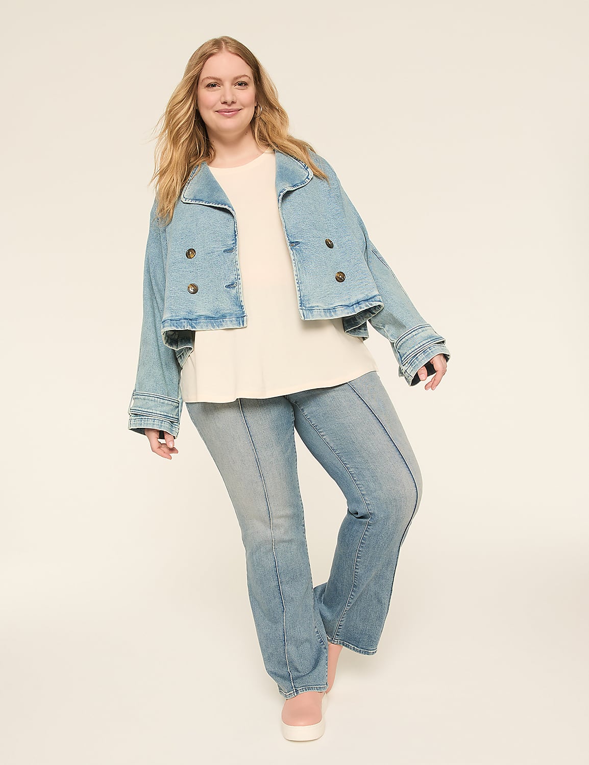 Cropped Denim Trench Product Image 3