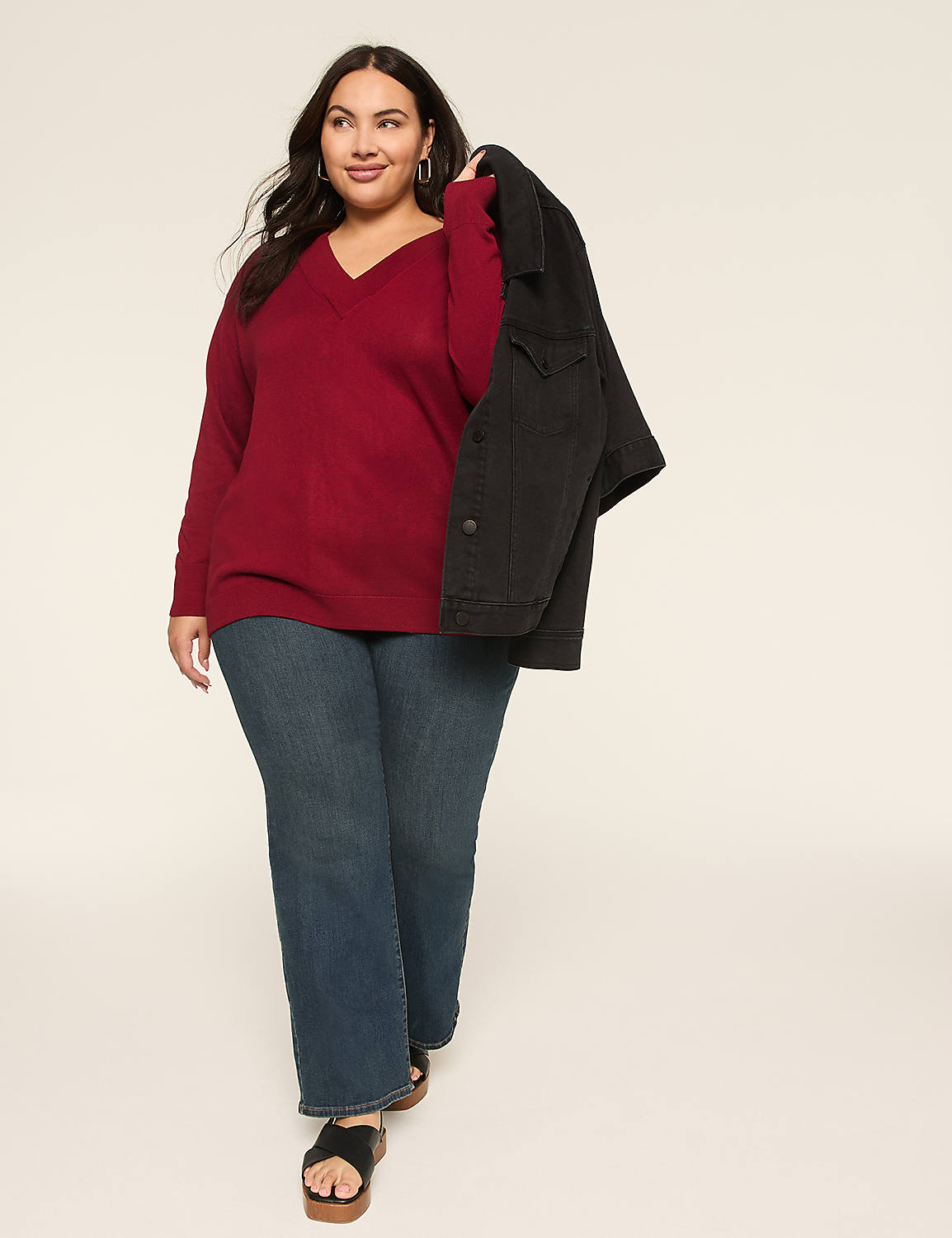 Long-Sleeve V-Neck Sweater Product Image 3