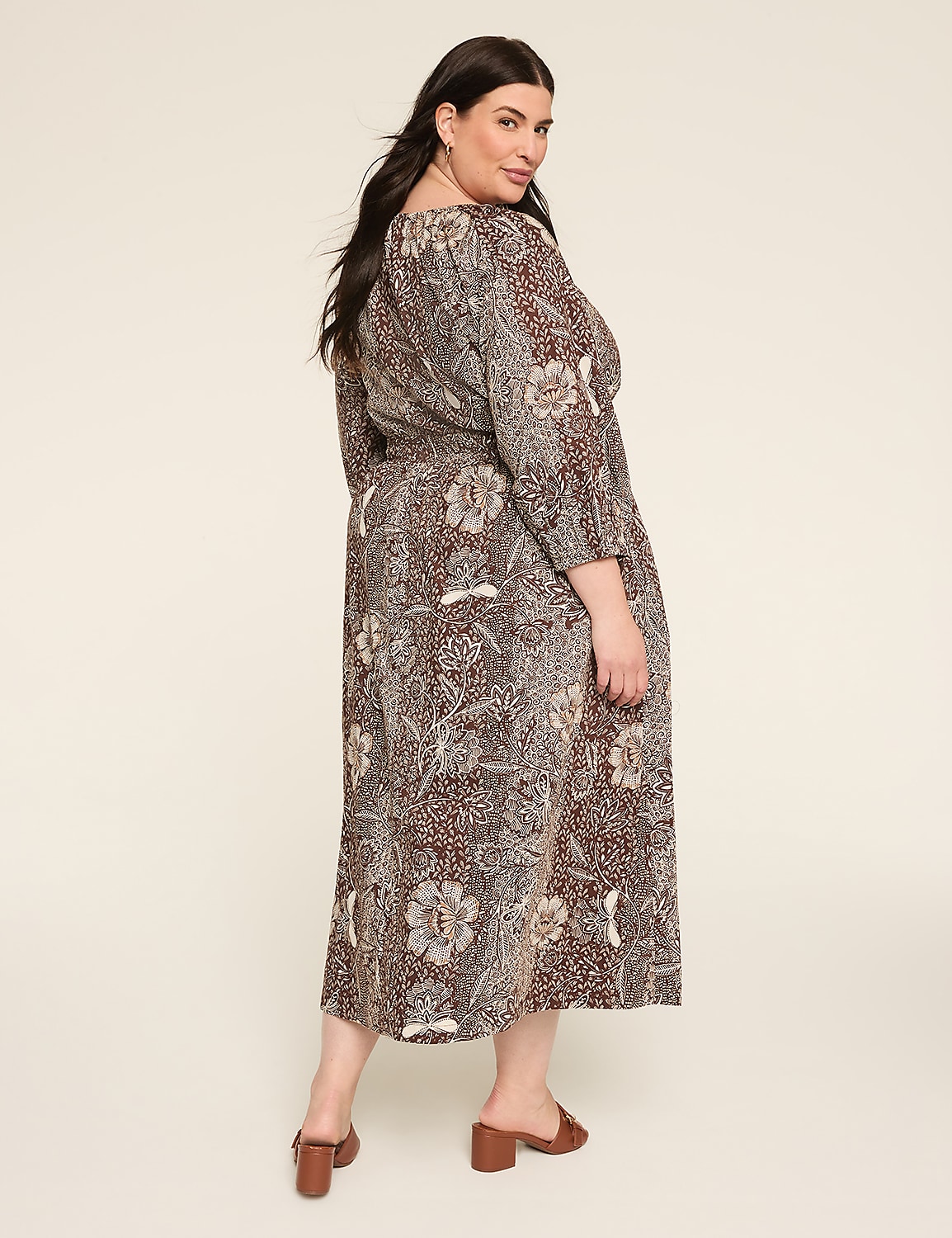 3 4 sleeve plus size maxi dress Lane Bryant 3/4 Sleeve Button-Down Maxi Plus Dress Size 22 Black/Purple :  New!!