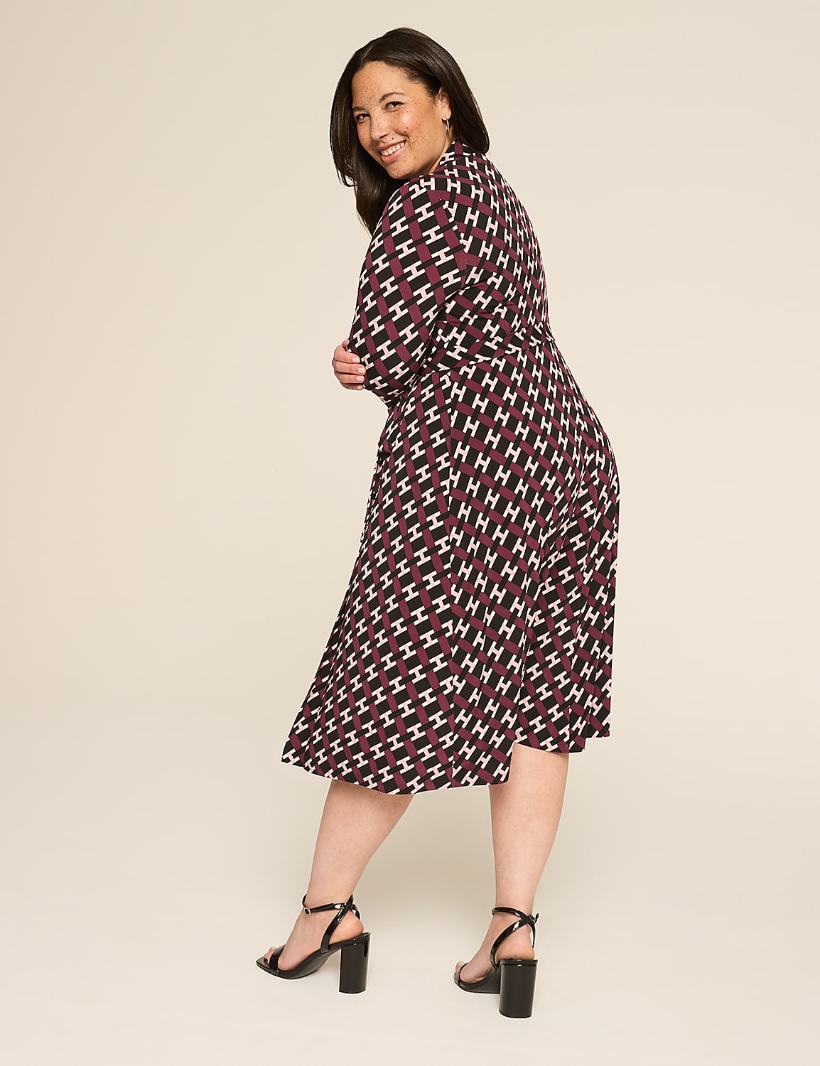 3/4-Sleeve Faux-Wrap Jersey Dress Product Image 2