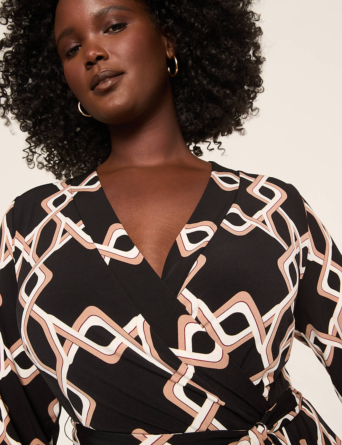 3/4-Sleeve Faux-Wrap Jersey Dress Product Image 3