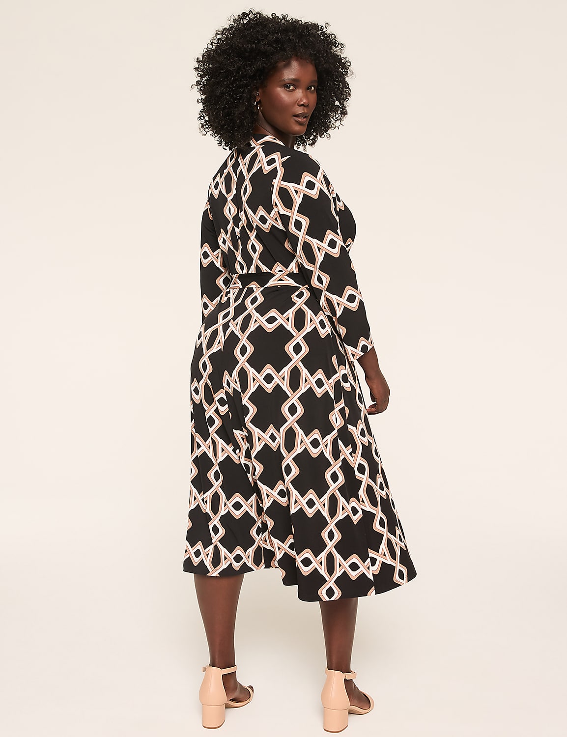 3/4-Sleeve Faux-Wrap Jersey Dress Product Image 2