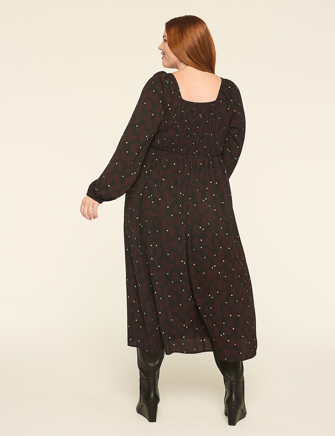 Smocked-Bodice Tie-Neck Maxi Dress Product Image 2