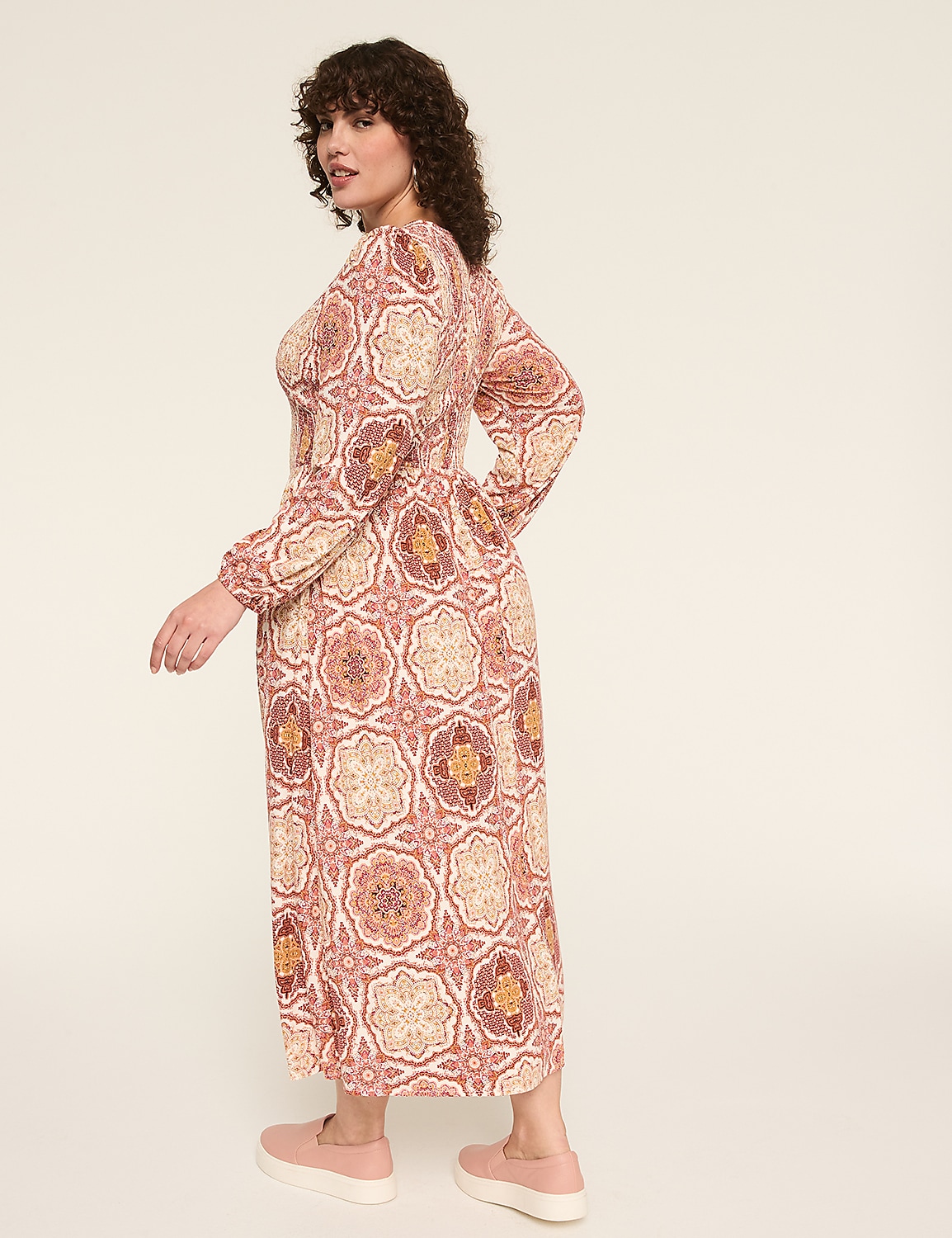 V-Neck Smocked-Bodice Maxi Dress Product Image 2