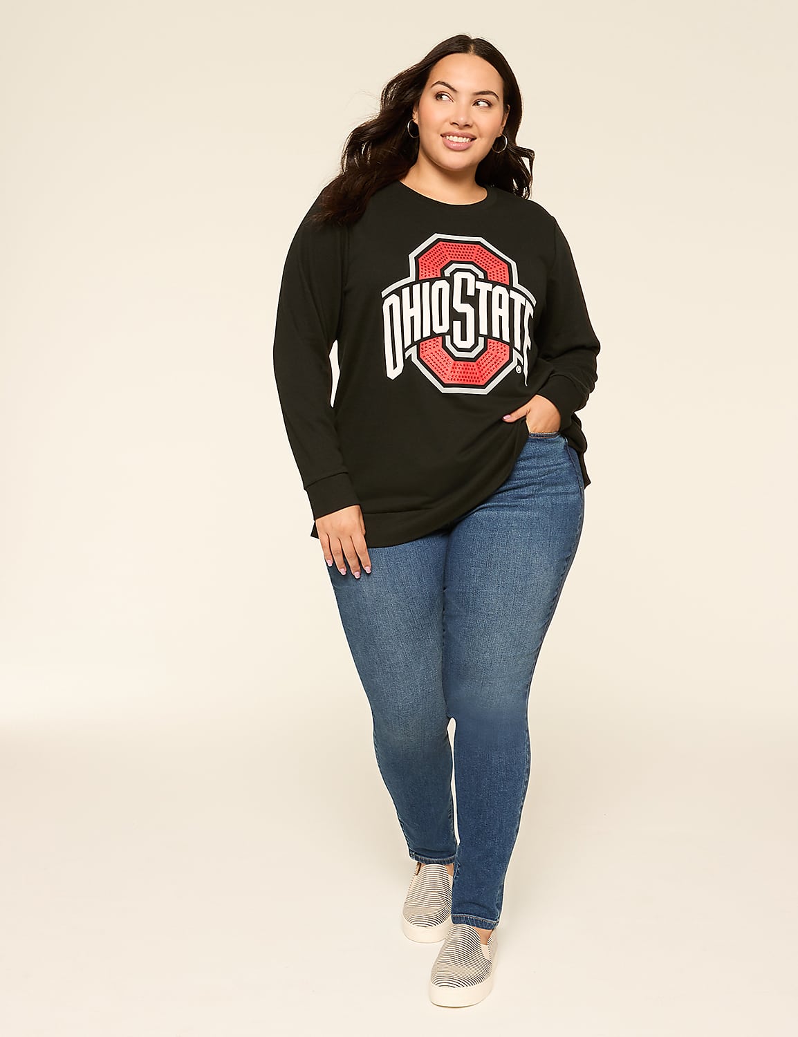 Rhinestone Ohio State Buckeyes Graphic Sweatshirt | LaneBryant