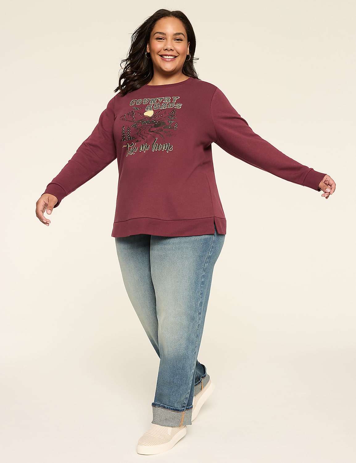 Rhinestone Country Roads Graphic Sweatshirt Product Image 3