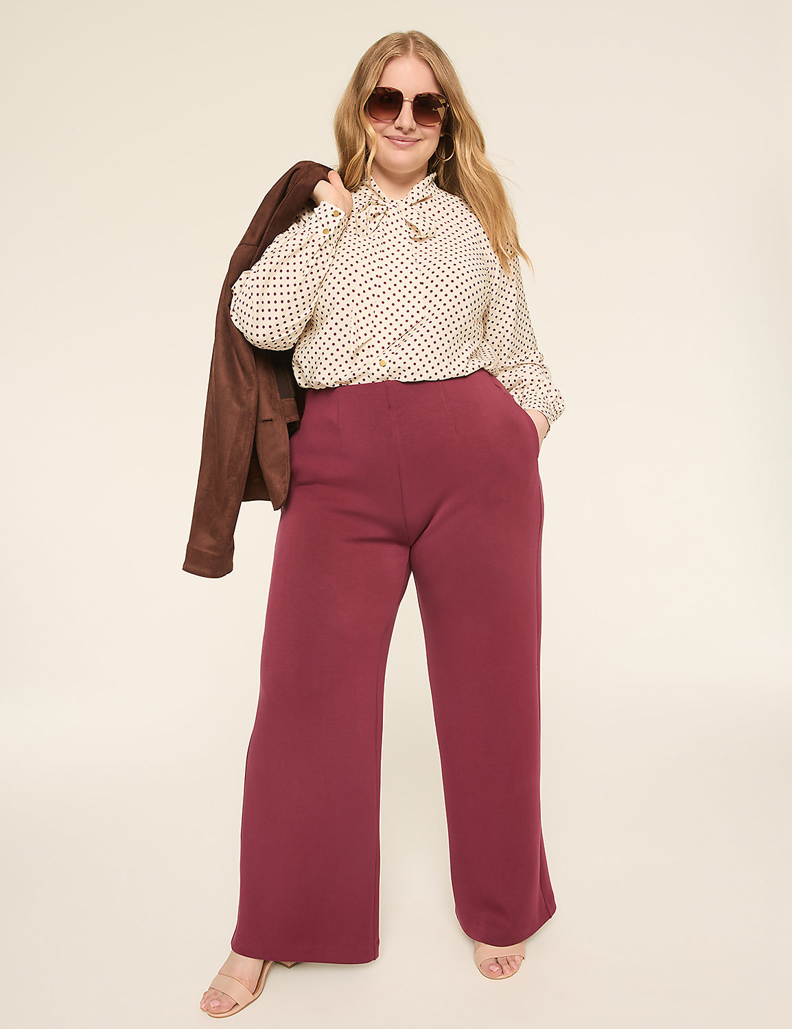 Long-Sleeve Tie-Neck Button-Down Blouse Product Image 3